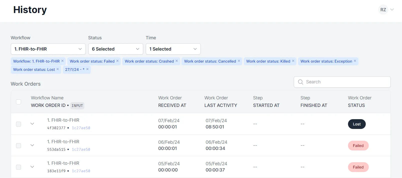 Failed Work Orders