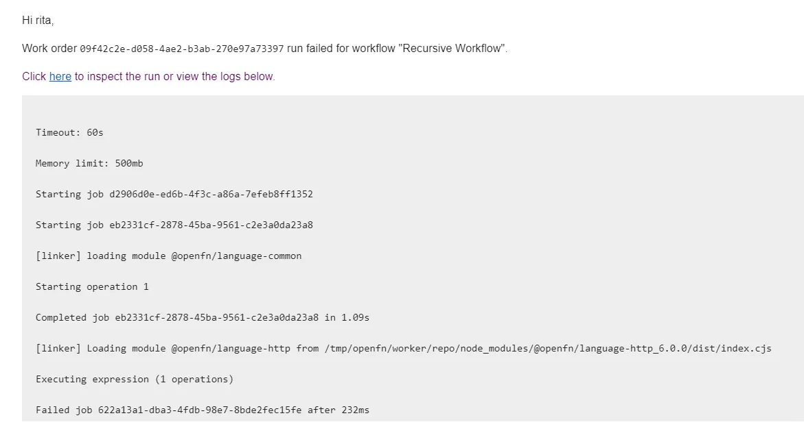Failure Email