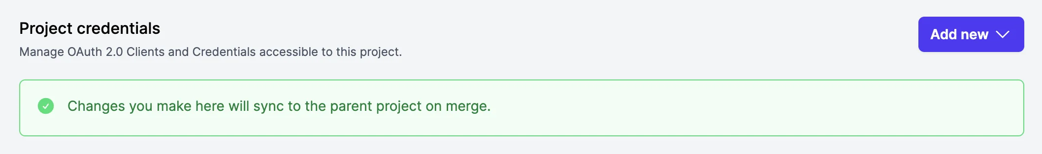 Sandbox Settings banner on the Credentials tab