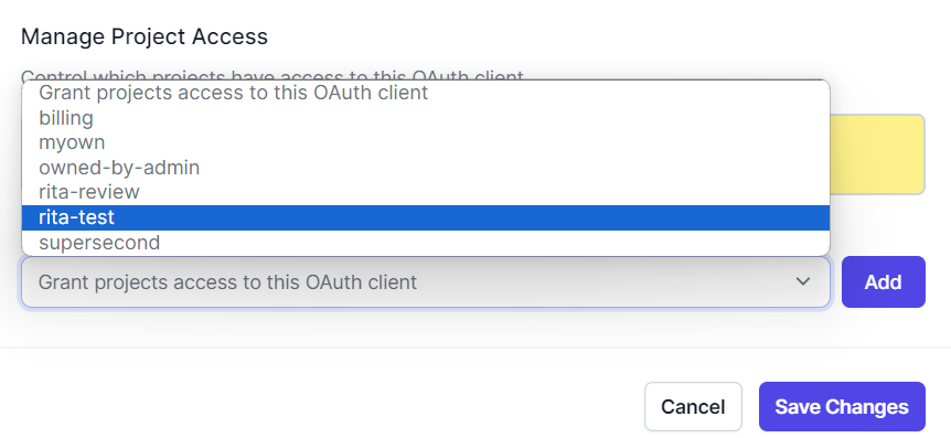 Share OAuth client