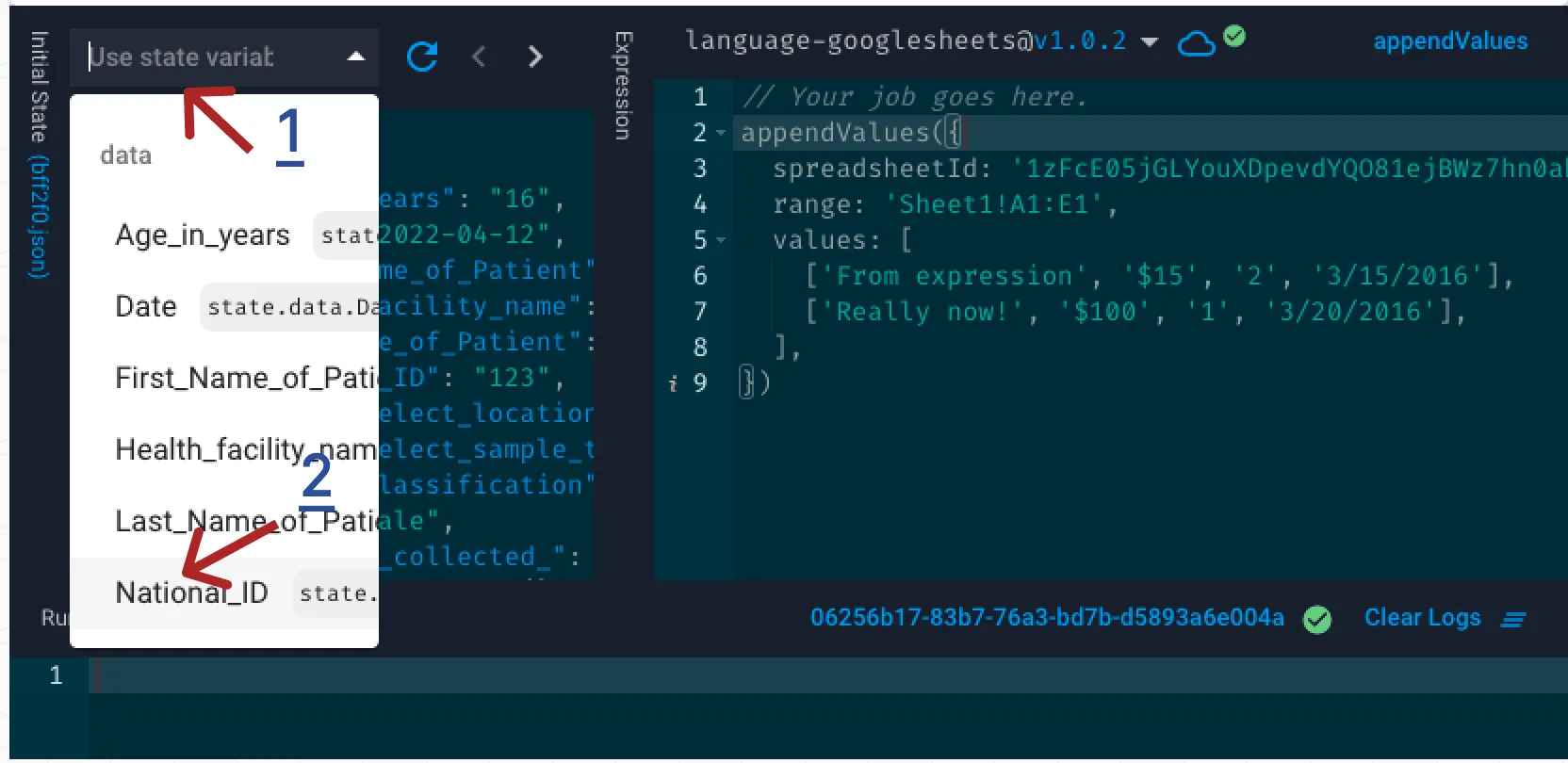 Select values from initial state select values