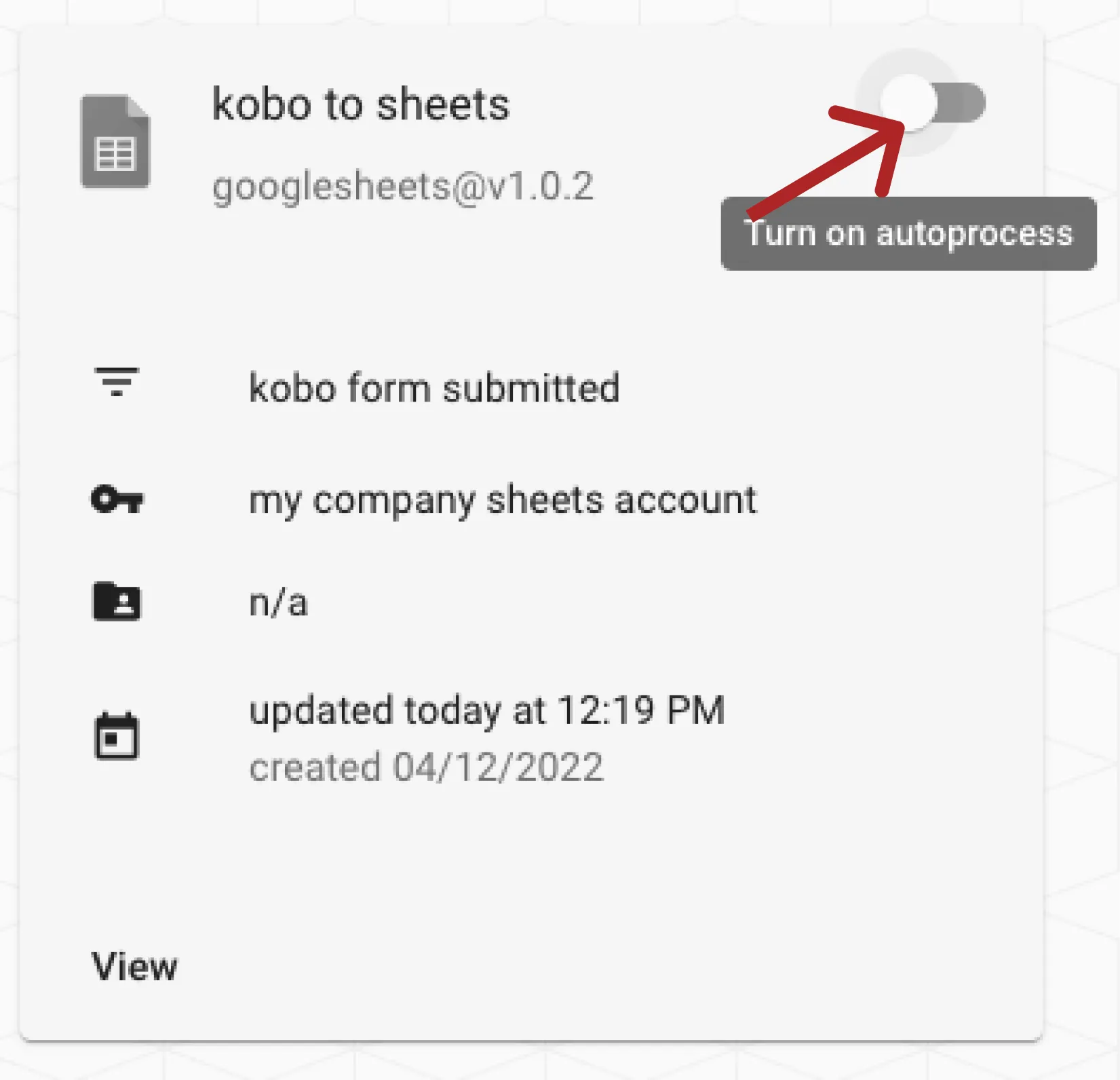 Enabling 'autoprocess' for a job autoprocess