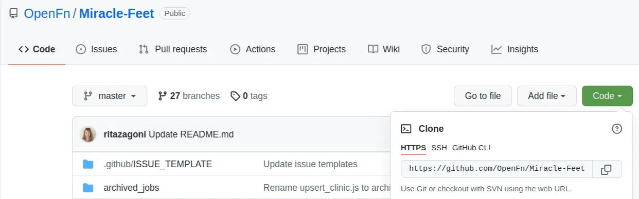 URL para clonar en GitHub