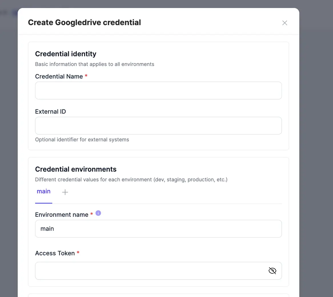 Google Drive access token credential