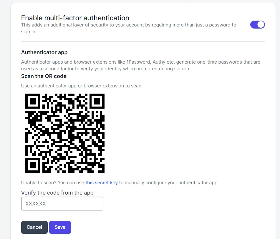 Enable MFA