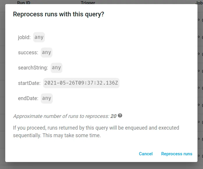 Retry run button