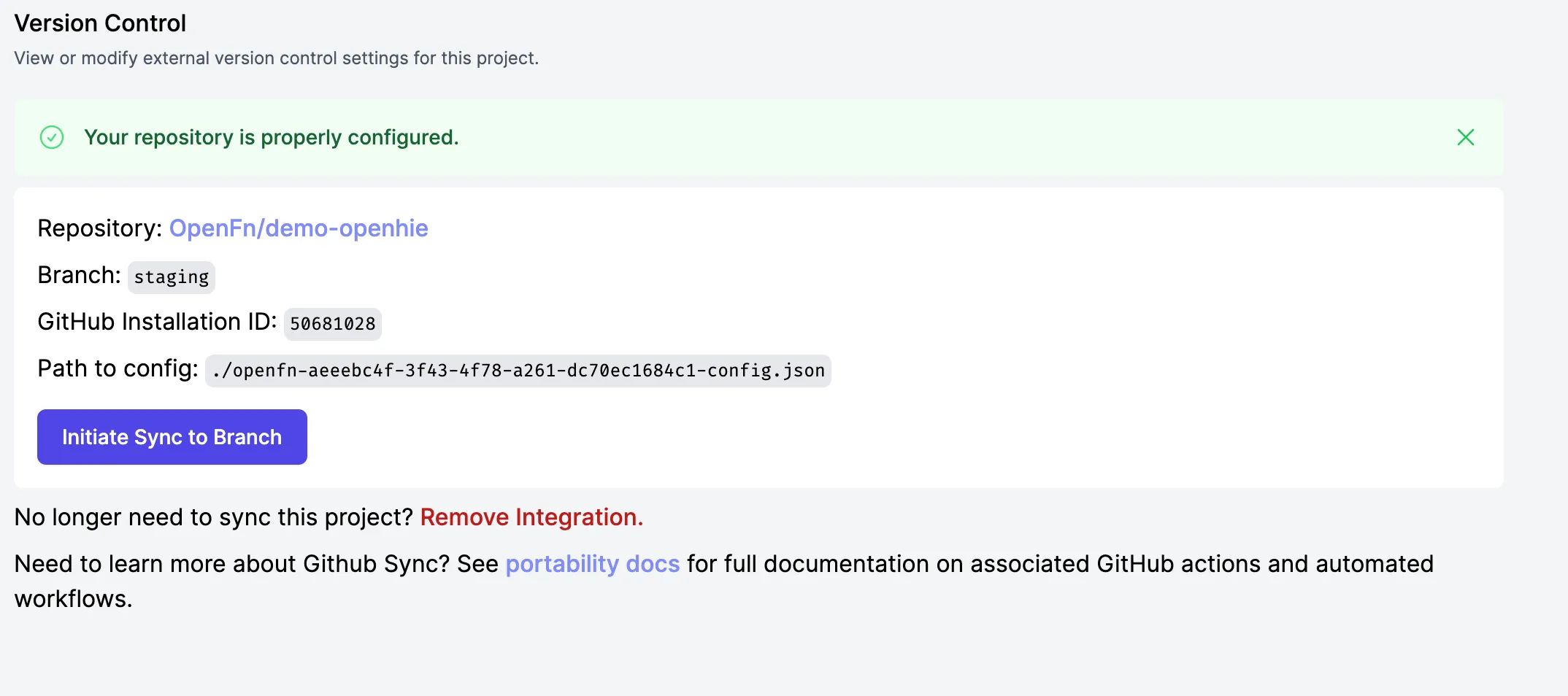 Iniciar la sincronización con GitHub